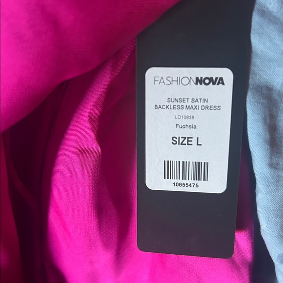Fashion Nova Vibrant Pink Satin Backless Dress - Picture 3 of 3